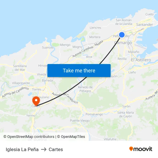 Iglesia La Peña to Cartes map