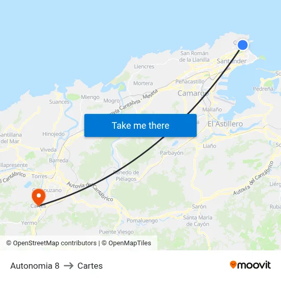 Autonomia 8 to Cartes map