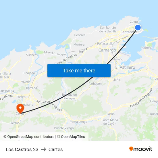 Los Castros 23 to Cartes map