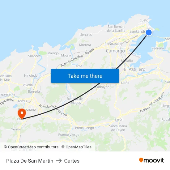Plaza De San Martin to Cartes map