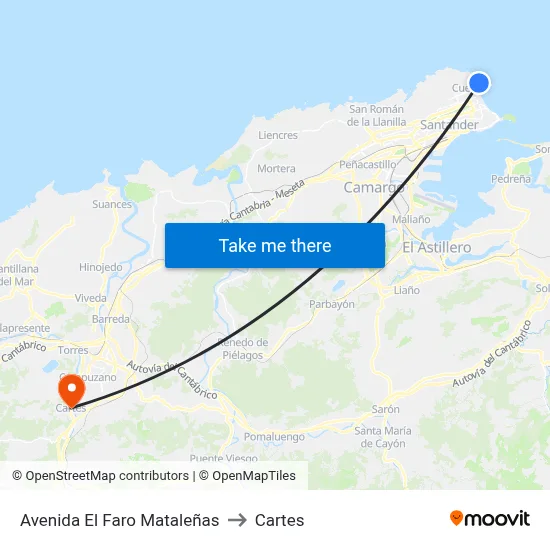 Avenida El Faro Mataleñas to Cartes map