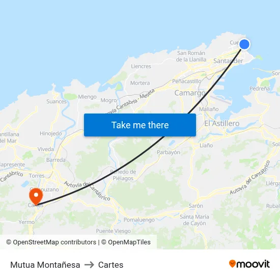 Mutua Montañesa to Cartes map