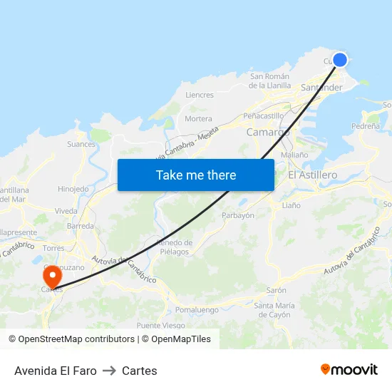 Avenida El Faro to Cartes map