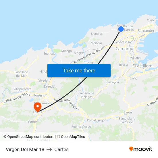 Virgen Del Mar 18 to Cartes map