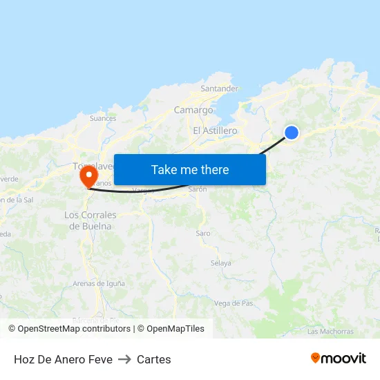 Hoz De Anero Feve to Cartes map