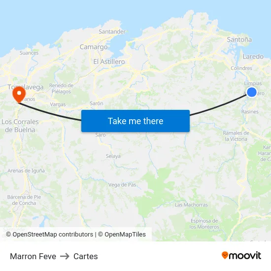 Marron Feve to Cartes map