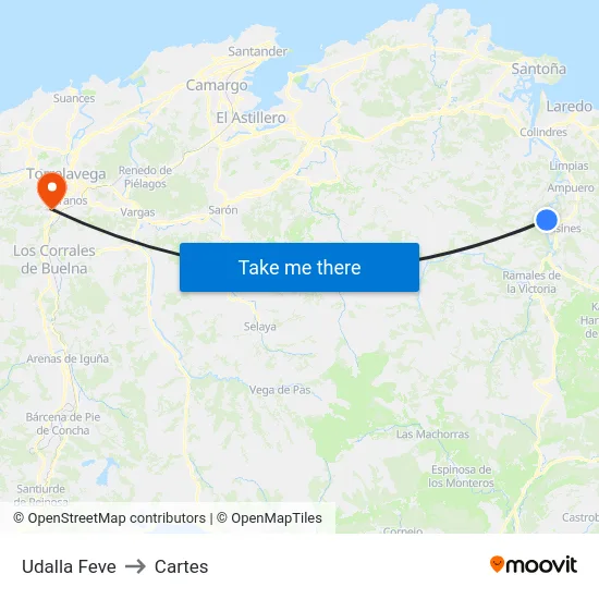Udalla Feve to Cartes map