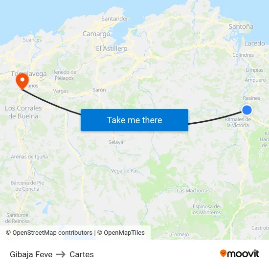 Gibaja Feve to Cartes map