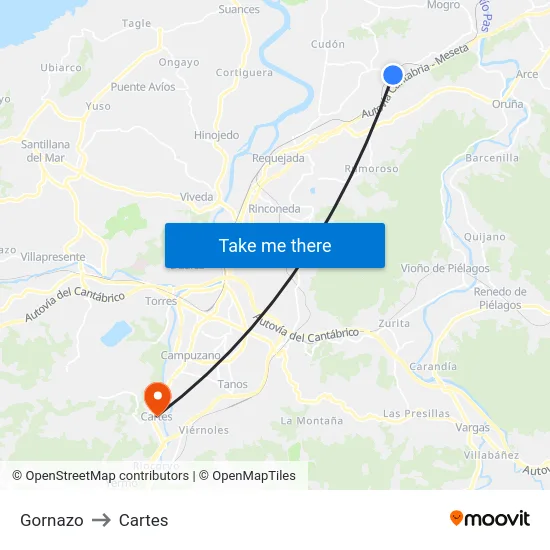 Gornazo to Cartes map