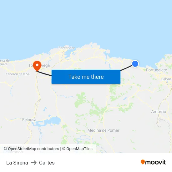 La Sirena to Cartes map