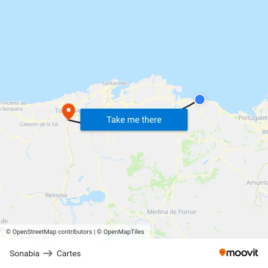 Sonabia to Cartes map