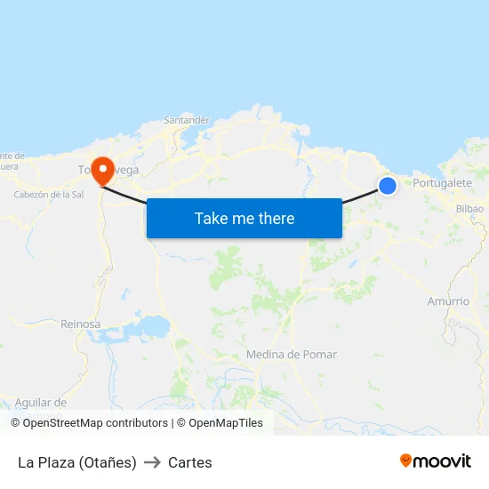 La Plaza (Otañes) to Cartes map