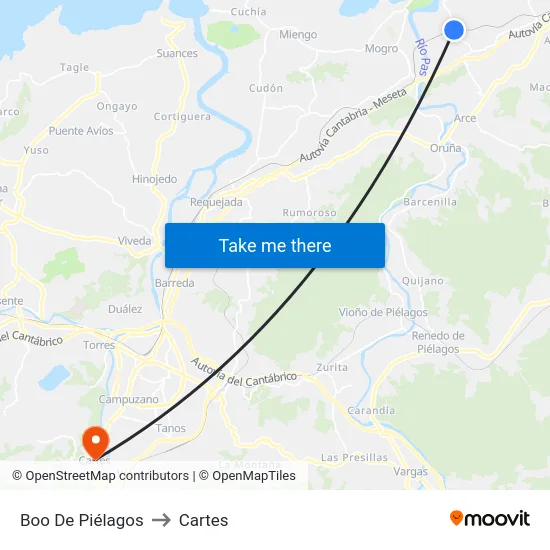 Boo De Piélagos to Cartes map