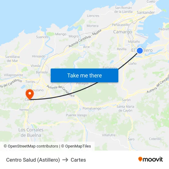 Centro Salud (Astillero) to Cartes map
