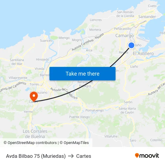 Avda Bilbao 75 (Muriedas) to Cartes map