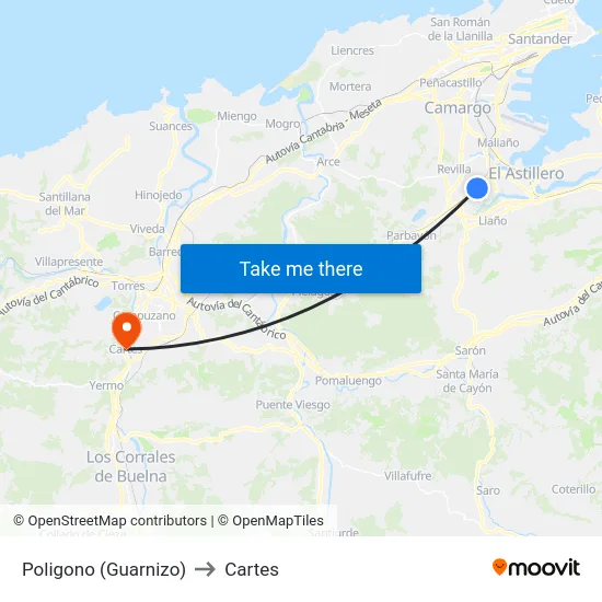 Poligono (Guarnizo) to Cartes map