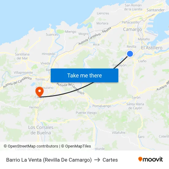 Barrio La Venta (Revilla De Camargo) to Cartes map