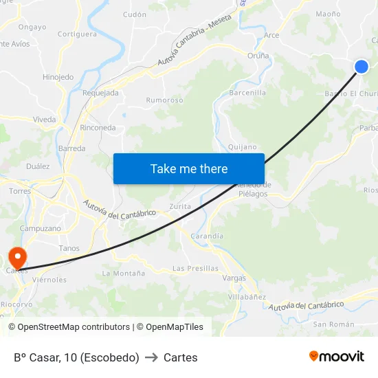 Bº Casar, 10 (Escobedo) to Cartes map