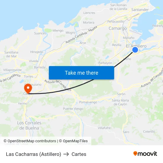 Las Cacharras (Astillero) to Cartes map