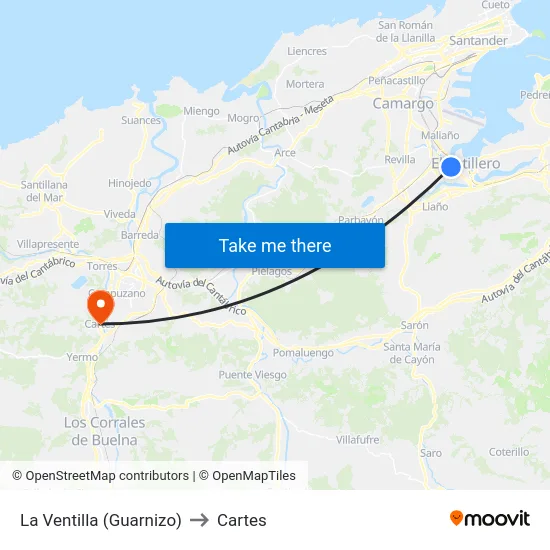 La Ventilla (Guarnizo) to Cartes map