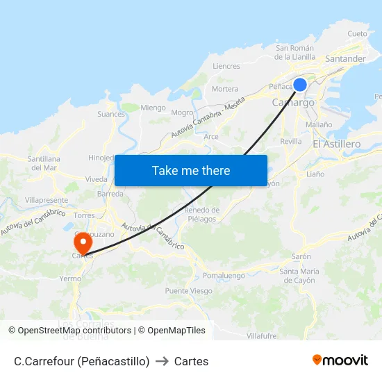 C.Carrefour (Peñacastillo) to Cartes map