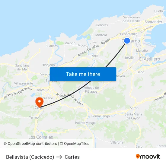 Bellavista (Cacicedo) to Cartes map