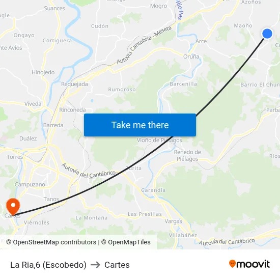La Ria,6 (Escobedo) to Cartes map