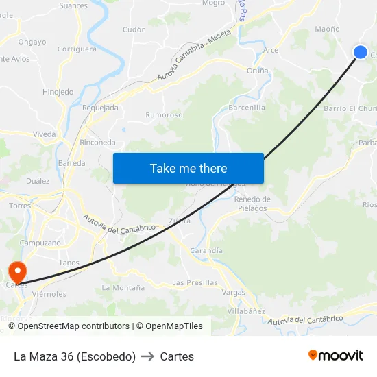 La Maza 36 (Escobedo) to Cartes map