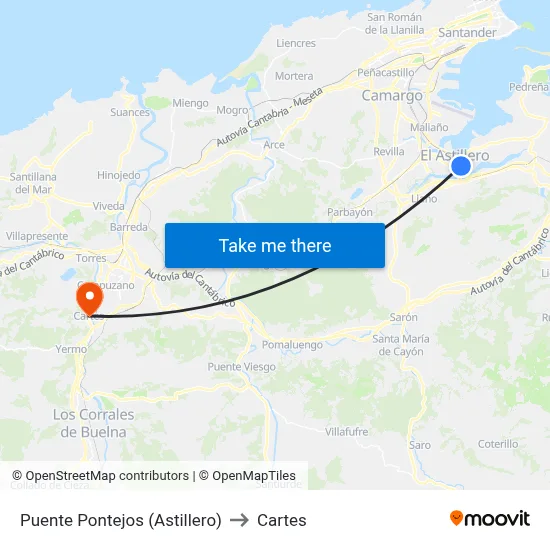 Puente Pontejos (Astillero) to Cartes map