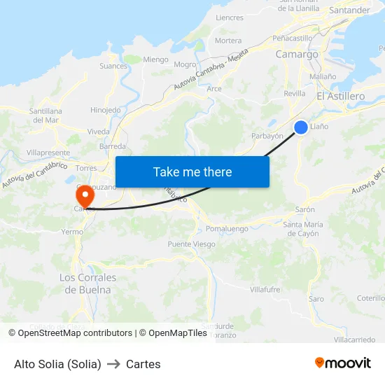 Alto Solia (Solia) to Cartes map