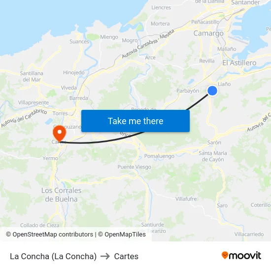 La Concha (La Concha) to Cartes map