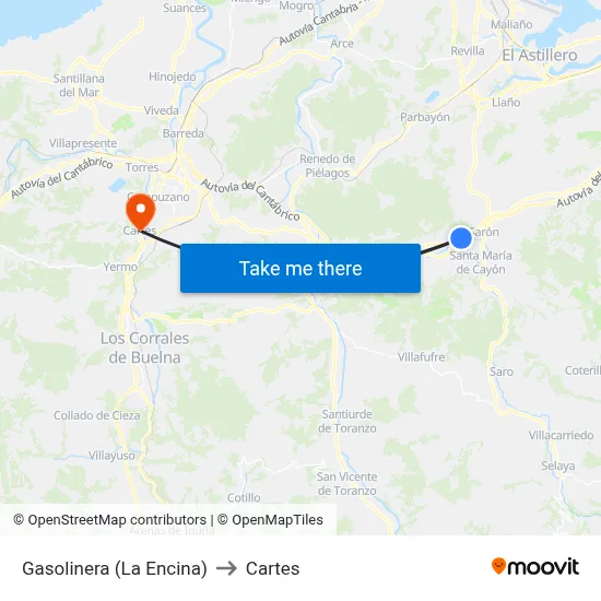 Gasolinera (La Encina) to Cartes map