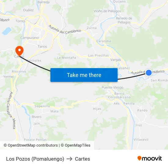 Los Pozos (Pomaluengo) to Cartes map