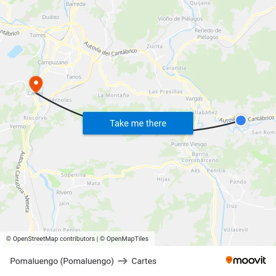 Pomaluengo (Pomaluengo) to Cartes map