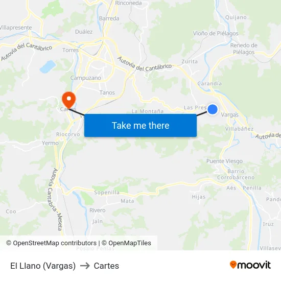 El Llano (Vargas) to Cartes map