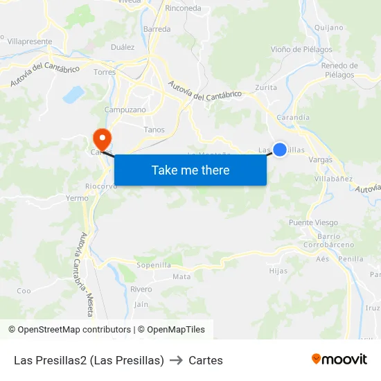 Las Presillas2 (Las Presillas) to Cartes map