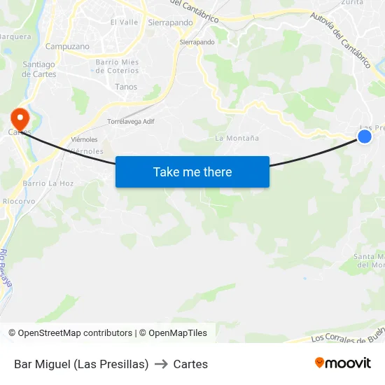 Bar Miguel (Las Presillas) to Cartes map