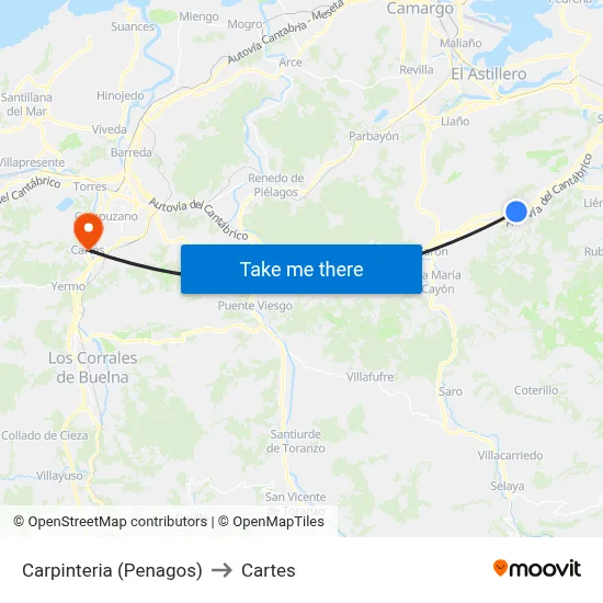 Carpinteria (Penagos) to Cartes map