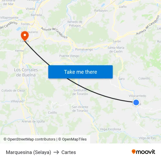 Marquesina (Selaya) to Cartes map