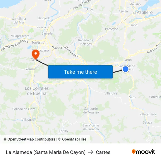 La Alameda (Santa Maria De Cayon) to Cartes map
