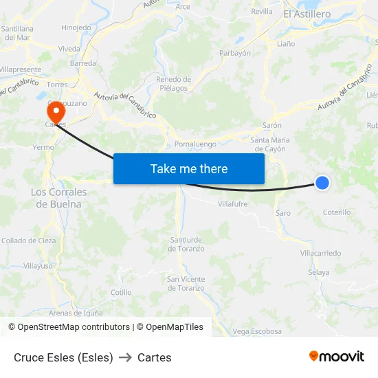 Cruce Esles (Esles) to Cartes map