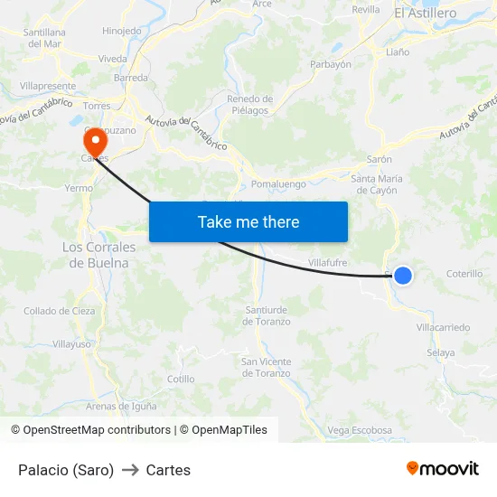 Palacio (Saro) to Cartes map