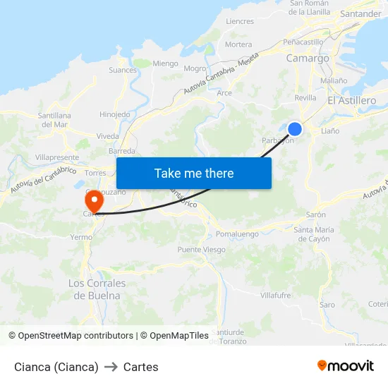 Cianca (Cianca) to Cartes map