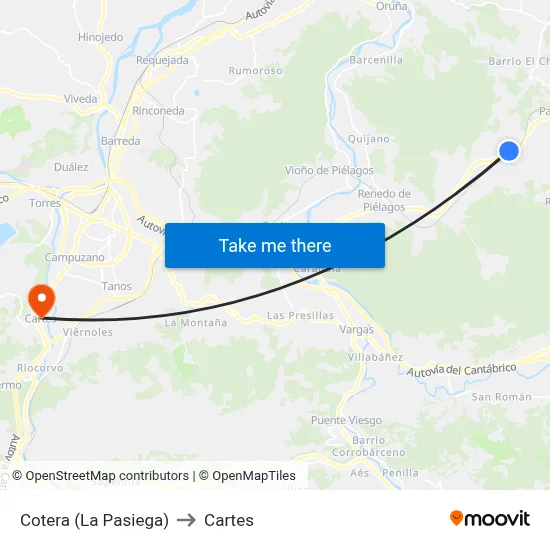 Cotera (La Pasiega) to Cartes map