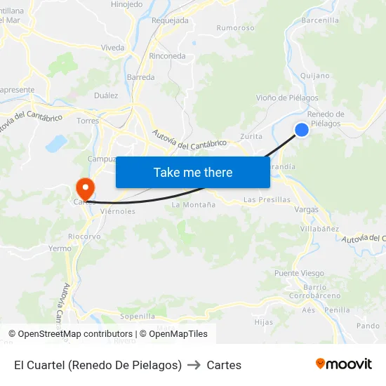 El Cuartel (Renedo De Pielagos) to Cartes map