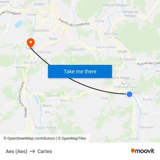 Aes (Aes) to Cartes map