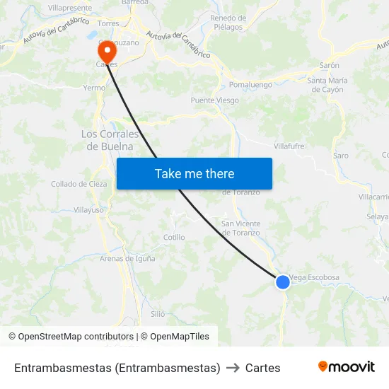 Entrambasmestas (Entrambasmestas) to Cartes map