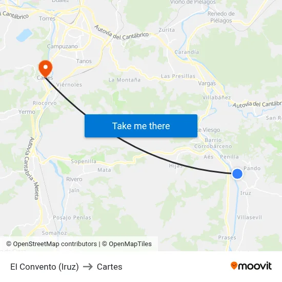El Convento (Iruz) to Cartes map