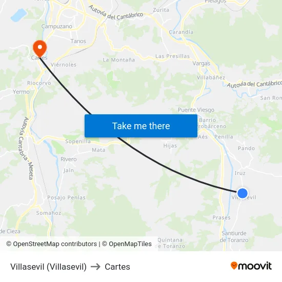 Villasevil (Villasevil) to Cartes map