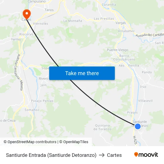 Santiurde Entrada (Santiurde Detoranzo) to Cartes map